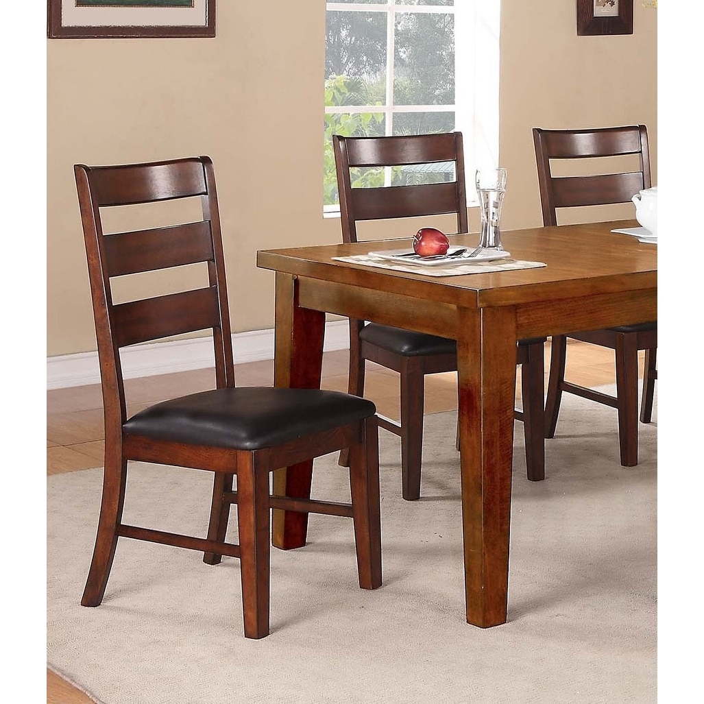 Ladder Back Dining Chairs Upholstered Seat Walnut Finish