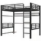 preview thumbnail 8 of 11, Full Size Metal Loft Bed with Ladder, Iron Mesh and Shelf, Storage Gaming Bed Frame with Desk and LED Light Strip