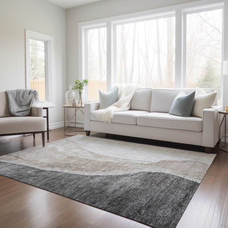 Machine Washable Indoor/ Outdoor Chantille Modern Abstract Rug