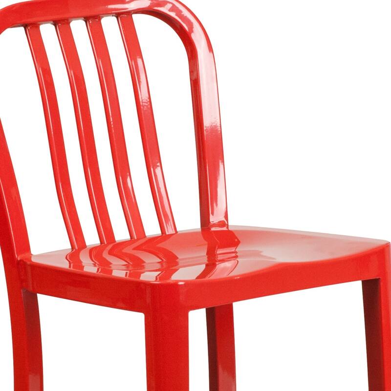 2 Pack 24'' High Metal Indoor-Outdoor Counter Height Stool w/ Vertical Slat Back