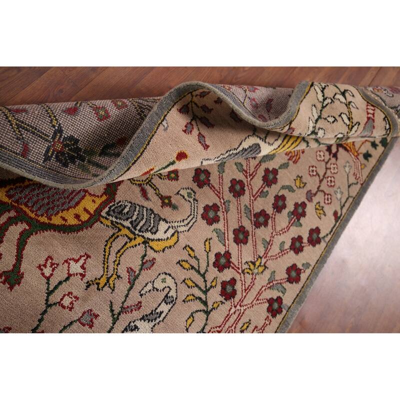 Animals Design Floral Ziegler Indian Area Rug Handmade Wool Carpet - 3'11"x 5'11"