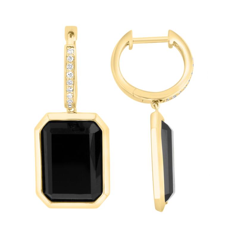 EFFY 14K Yellow Gold Diamond Onyx Earrings