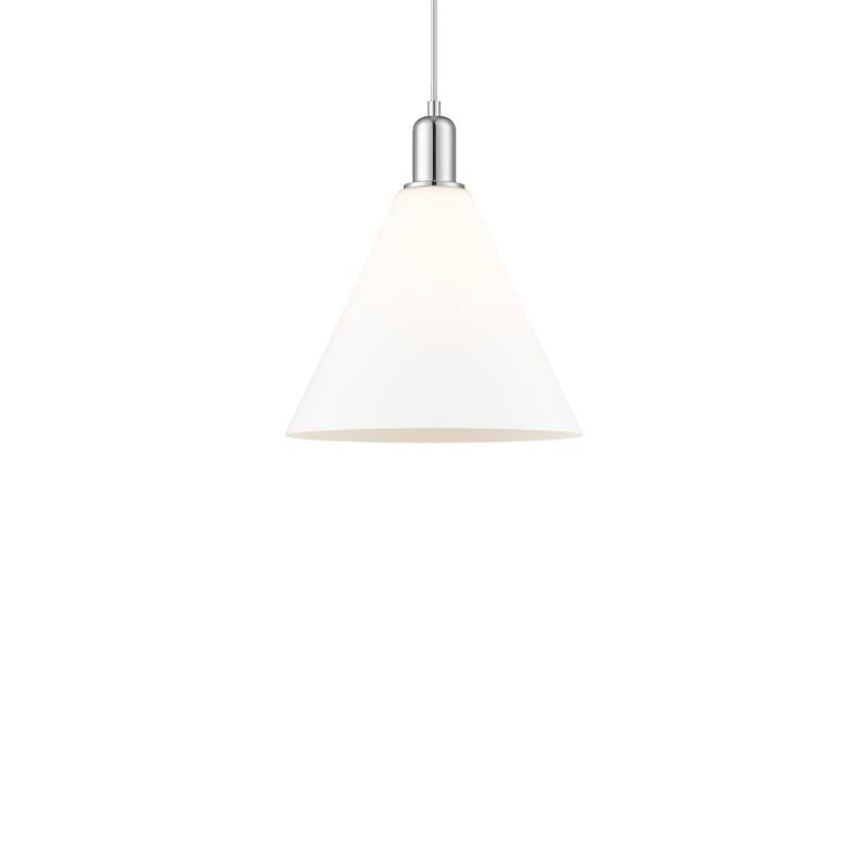 Innovations Lighting 716-1P-14-12 Berkshire Glass Pendant Berkshire - Polished Chrome / Matte White