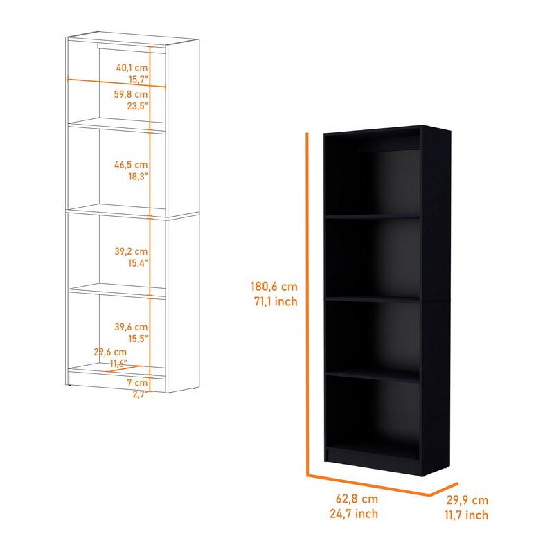 Bear Flat Bookcase with Open Storage and 4 Shelves