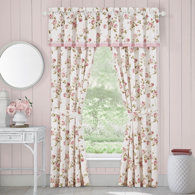 The Gray Barn Little Bess Country Chic Floral 84-inch Window Panel Pair - Rose - 84 Inches
