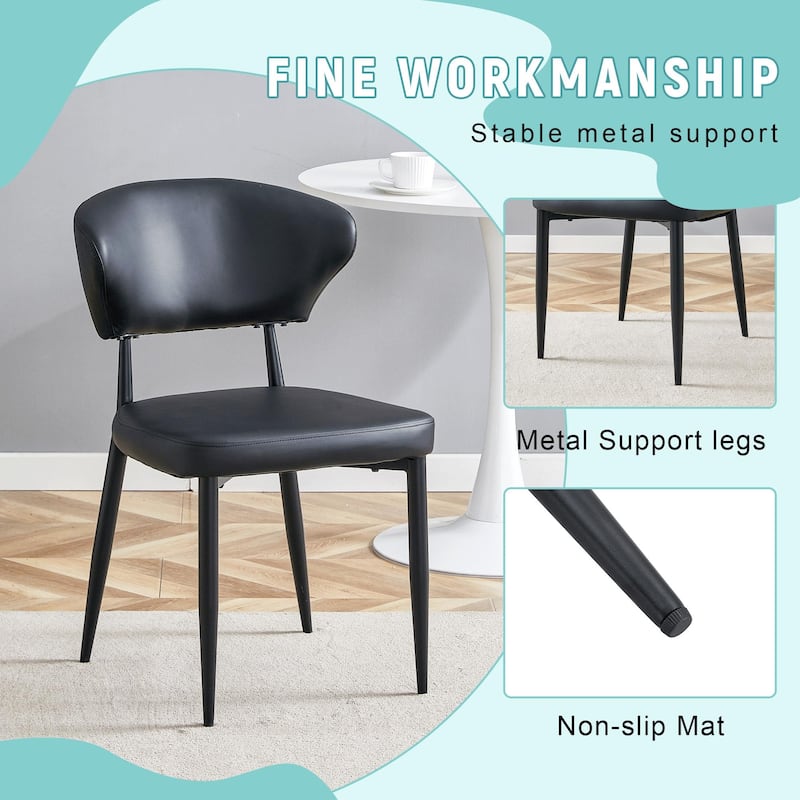 Roomfitters Ergonomic Dining Chairs with Curved Backrest, Minimalist Design Set of 4 for Dining Room or Office