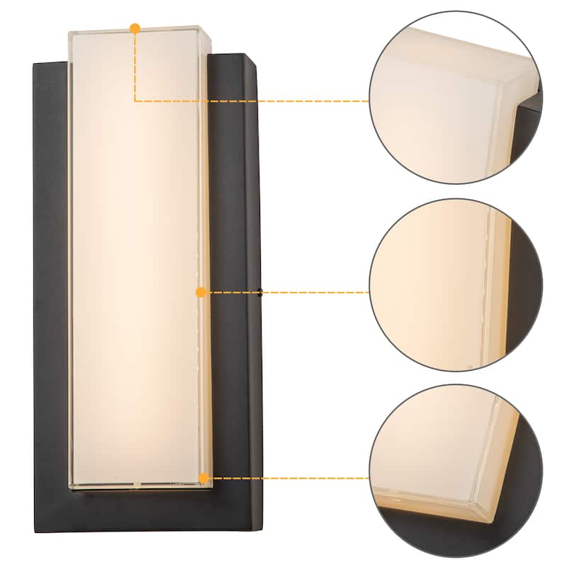 C Cattleya Matte Black Integrated LED Outdoor Wall Lantern Sconce with Glass Shade