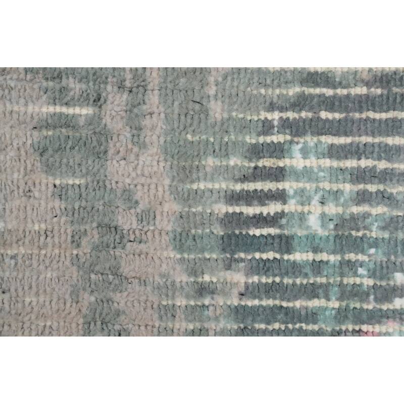 Hand Knotted Oriental Viscose Silk Carpet Modern Abstract Green Abstract Area Rug - 4' 0'' X 2' 0''