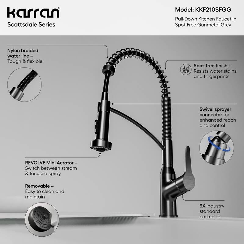 Karran Scottsdale Single-Handle Pull-Down Sprayer Commercial Style Kitchen Faucet