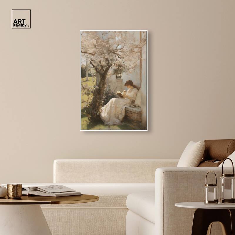 Reading With Her Cat Canvas by Art Remedy
