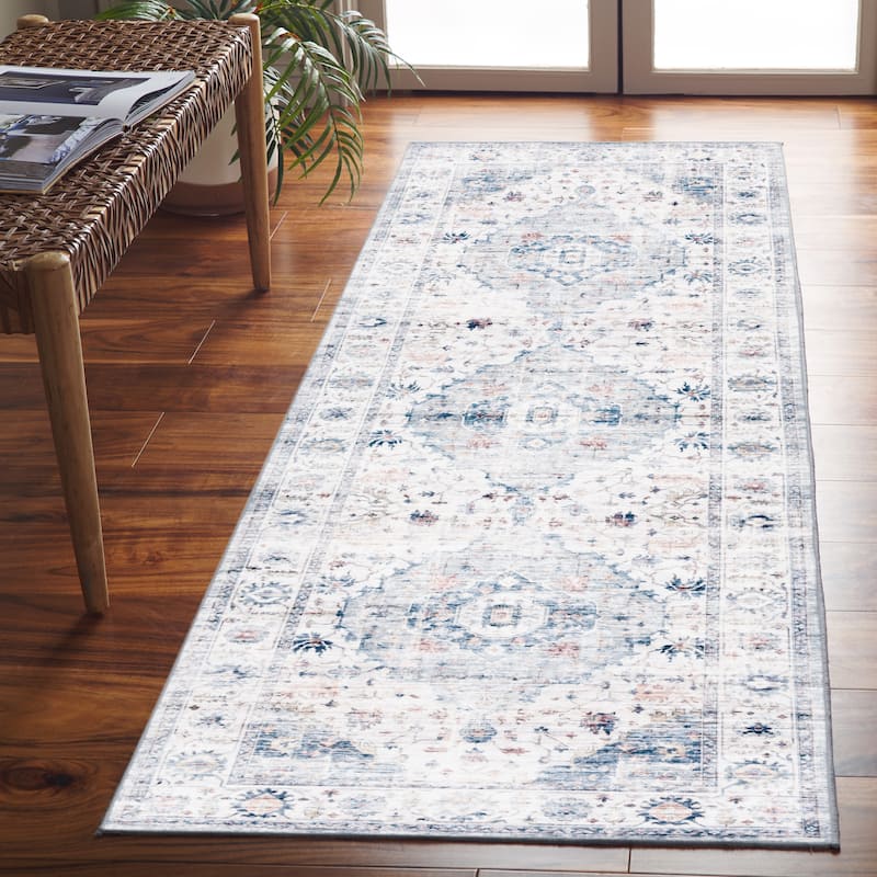 SAFAVIEH Arizona Radia Vintage Rug - 2'6" x 12' Runner - Light Blue/Ivory