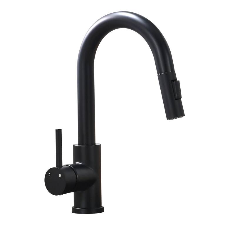 Topcraft Single Handle Stainless Steel Bar Faucet with Sprayer - Black