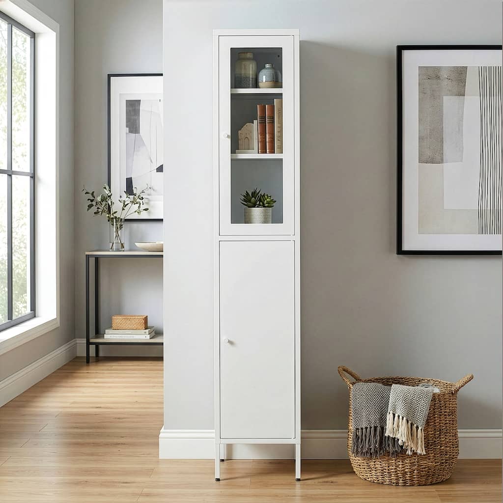 Aviva 71-inch White Two Door Metal Cabinet