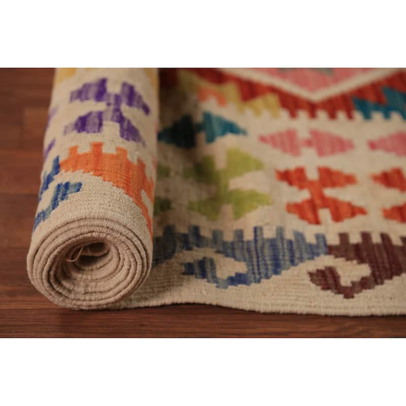 Tribal Kilim Oriental Area Rug Hand-Woven Wool Carpet - 8'3"x 11'2"