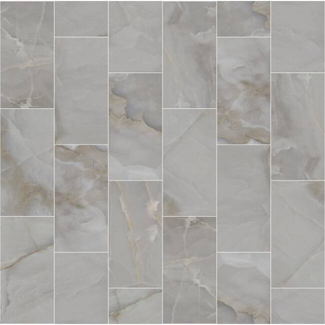 Shaw Gemstone - 12" x 24" Rectangle Tile - Polished Marble Visual - - Dark Grey