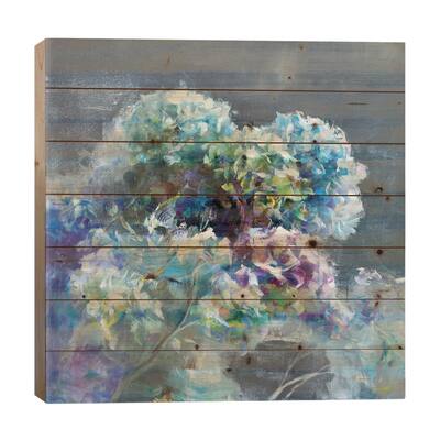Abstract Hydrangea Dark Print On Wood by Danhui Nai - Multi-Color