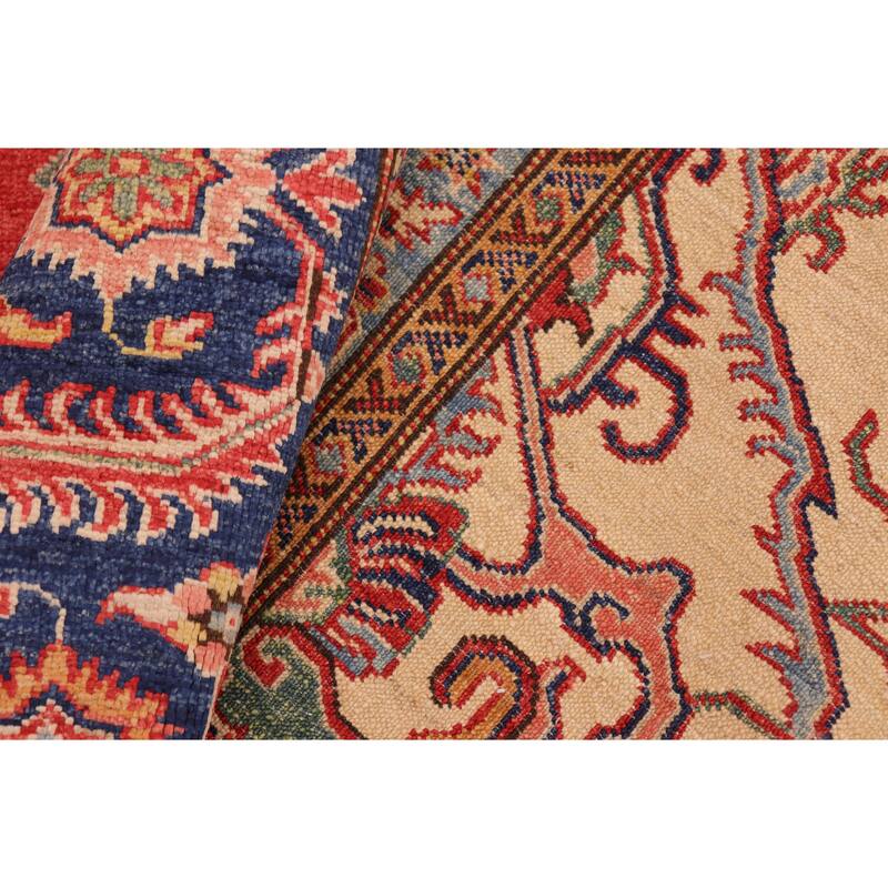 Rustic Super Kazak Zuri Red/Blue Hand Knotted Wool Rug - 8'2'' x 10'2''