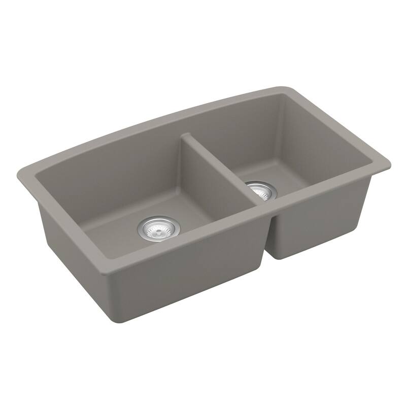 Karran Undermount Quartz 32 in. 60/40 Double Bowl Kitchen Sink Kit