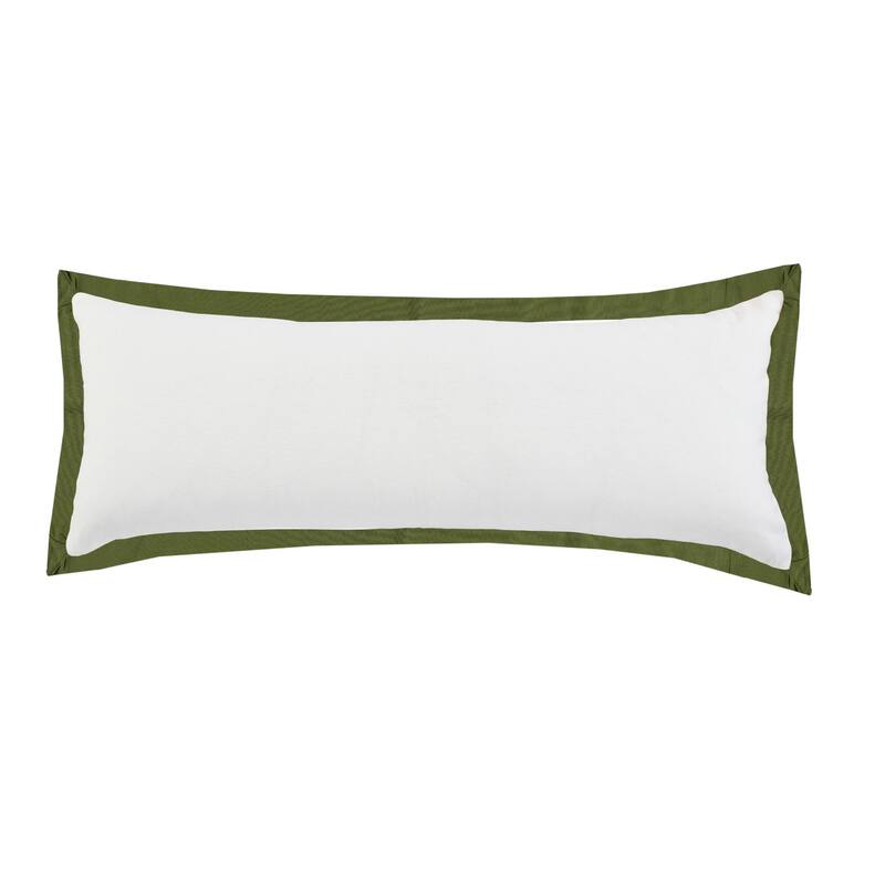 HomeRoots 14" X 36" White And Moss Green 100% Cotton Geometric Zippered Pillow