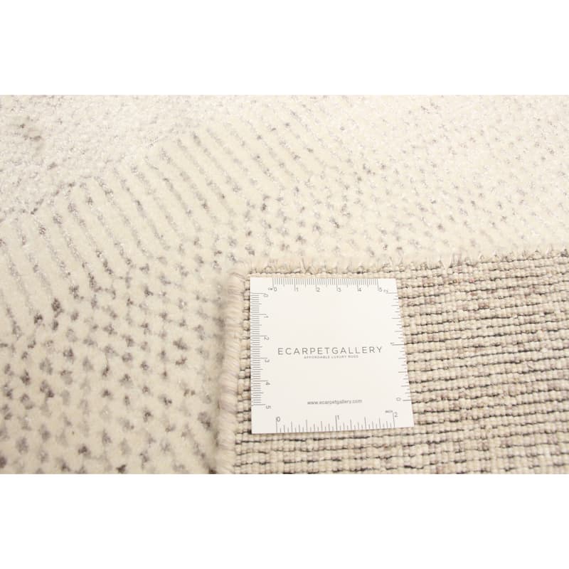 ECARPETGALLERY Hand Loomed Pearl Cream Viscose, Wool Rug - 2'0 x 2'11