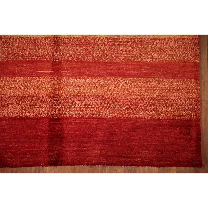 Striped Gabbeh Kashkoli Area Rug Hand-knotted Wool Carpet - 4'6" x 6'2"