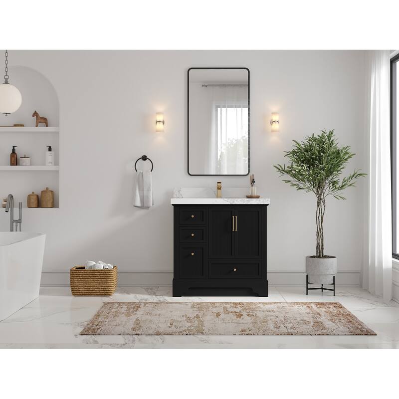 Willow Collections 36 in. W x 22 in. D Alys Center Sink Right Bathroom Vanity with Countertop
