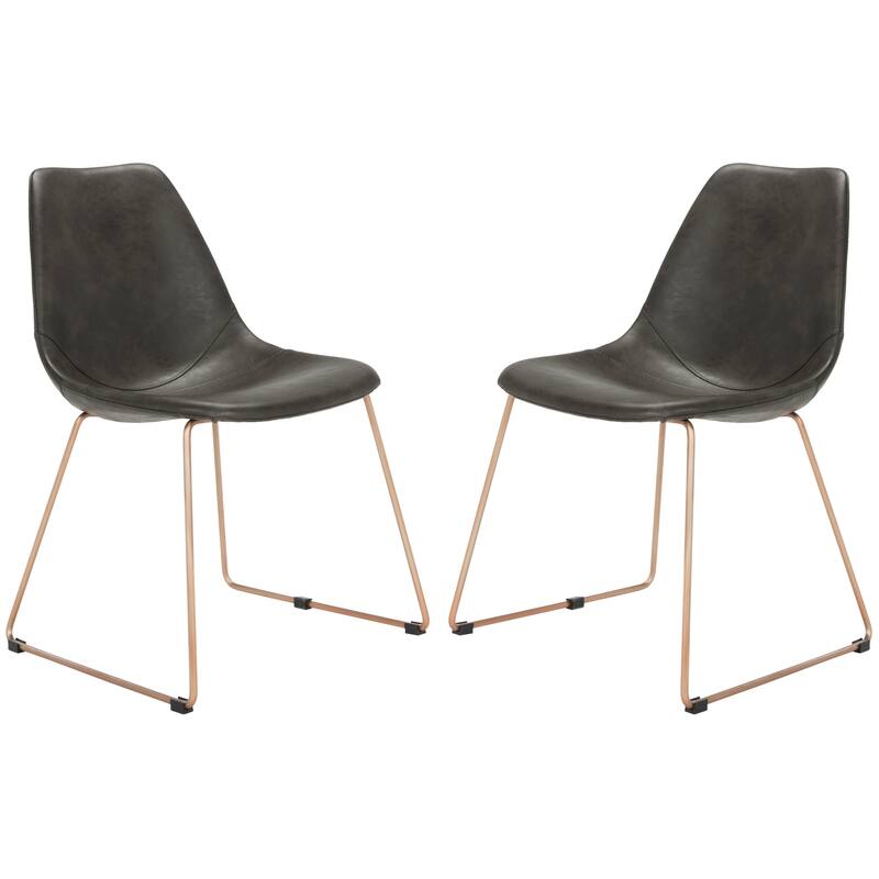 SAFAVIEH Cordia Mid-Century Faux Leather Dining Chair (Set of 2) - 20.3" W x 22" L x 31.5" H - 20.3" W x 22" L x 31.5" H