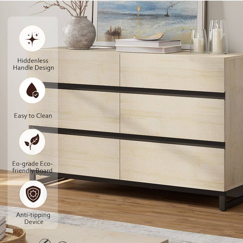 WAMPAT 3 in 1 Modern Sideboard with Glass Doors and 3 Drawers, Coffee Bar Cabinet for Kitchen