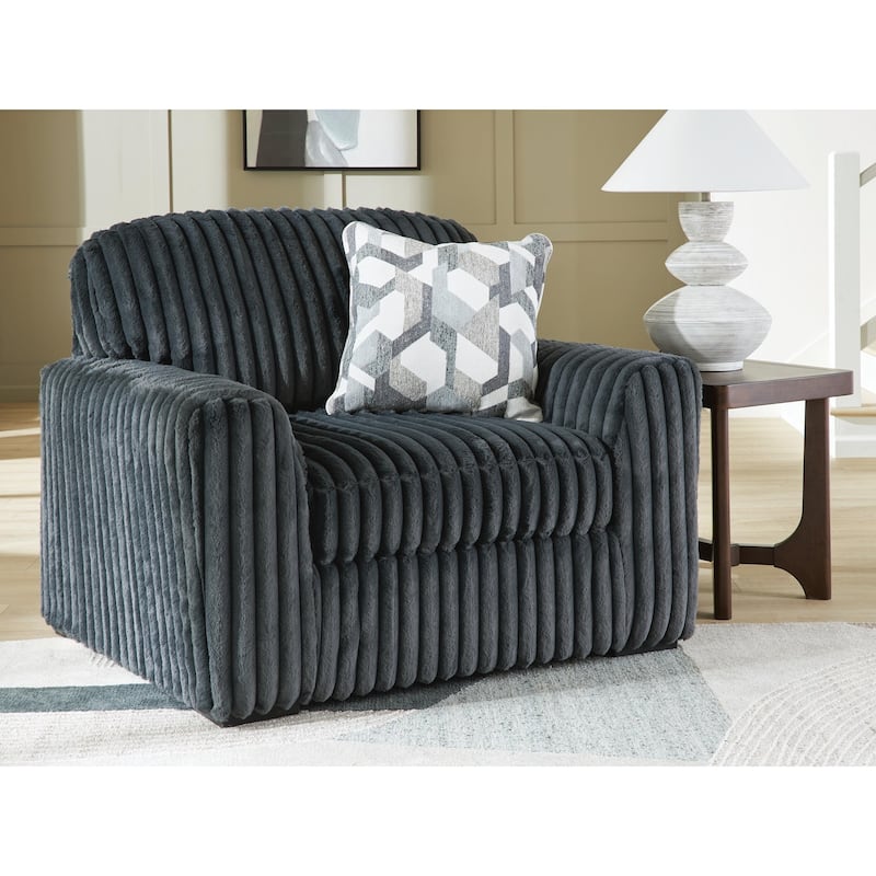 Signature Design by Ashley Midnight-Madness Dark Gray Oversized Chair - 52"W x 41"D x 40"H - 52"W x 41"D x 40"H - Dark Gray