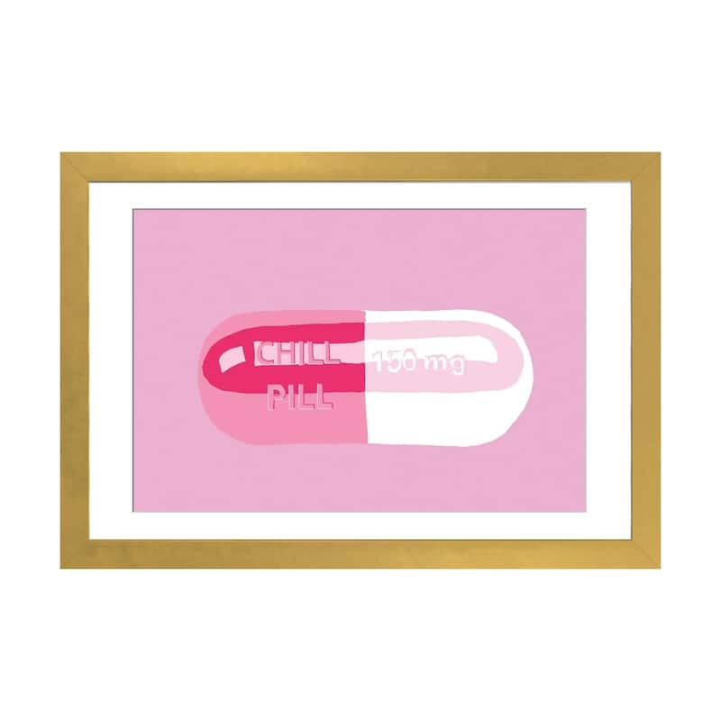 iCanvas "Chill Pill Pink" by Jaymie Metz - Gold - 24x32x1