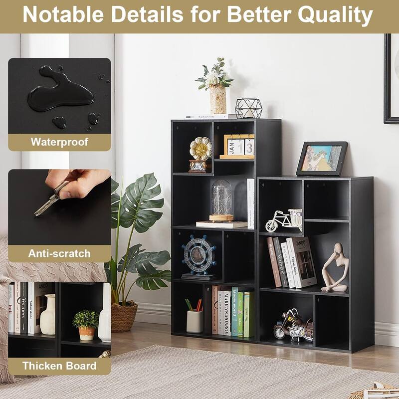 VECELO Wide Wood Organizer Bookcase Sets