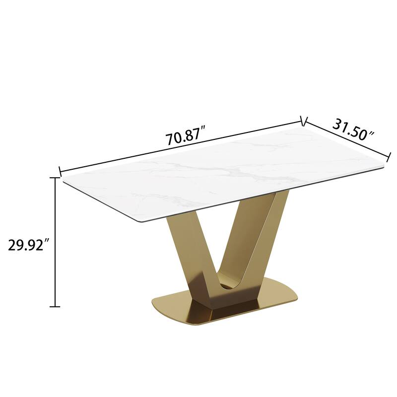 0.47" Thick Sintered Stone Composite Tempered Glass Top Dining Table with Stainless Steel Base