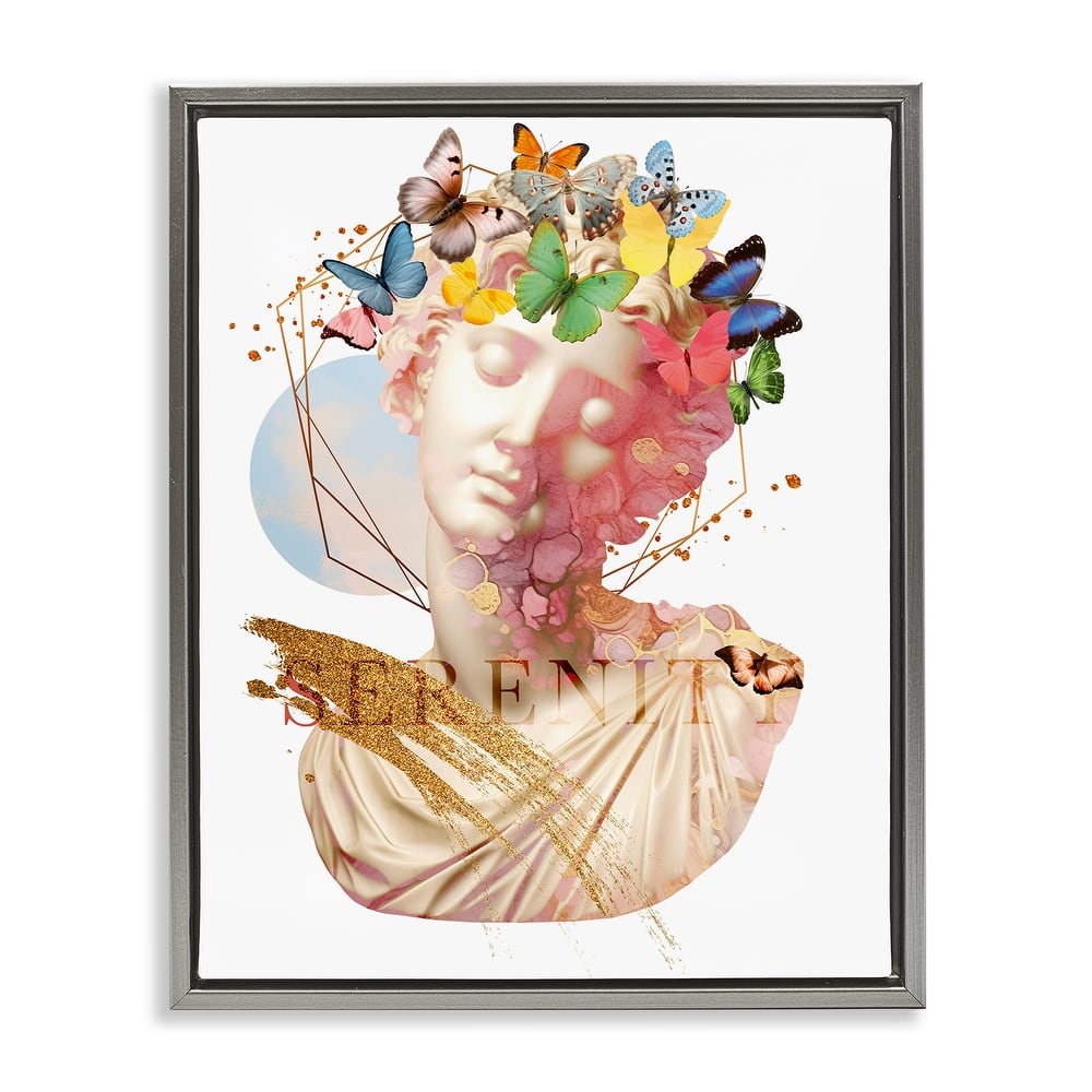 Stupell Serenity Statue Collage Framed Floater Canvas Wall Art Design By Susan Arnot