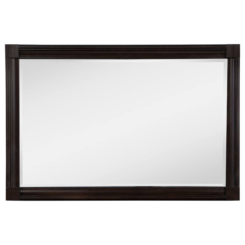 Meon Dresser Mirror, Dark Oak Brown Wood Frame, Rectangular 32 Inch - Dark Oak Brown