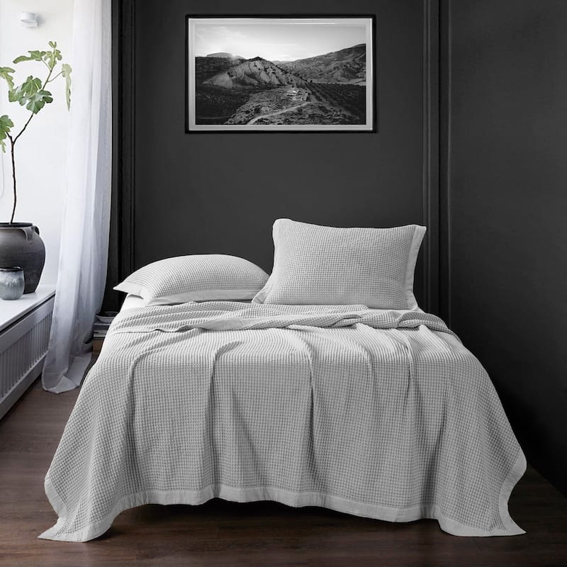 HiEnd Accents Stonewashed Cotton Waffle Weave Pillow Sham Set, 2PC