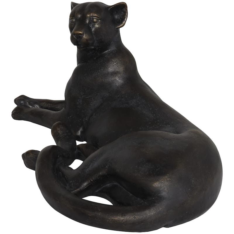 Polystone Leopard Laying Decorative Sculpture - Black - Roche River Decor