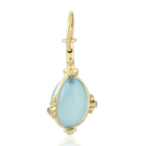 18Kt Gold Diamond Aquamarine Charms Gold Jewelry with Jewelry Box