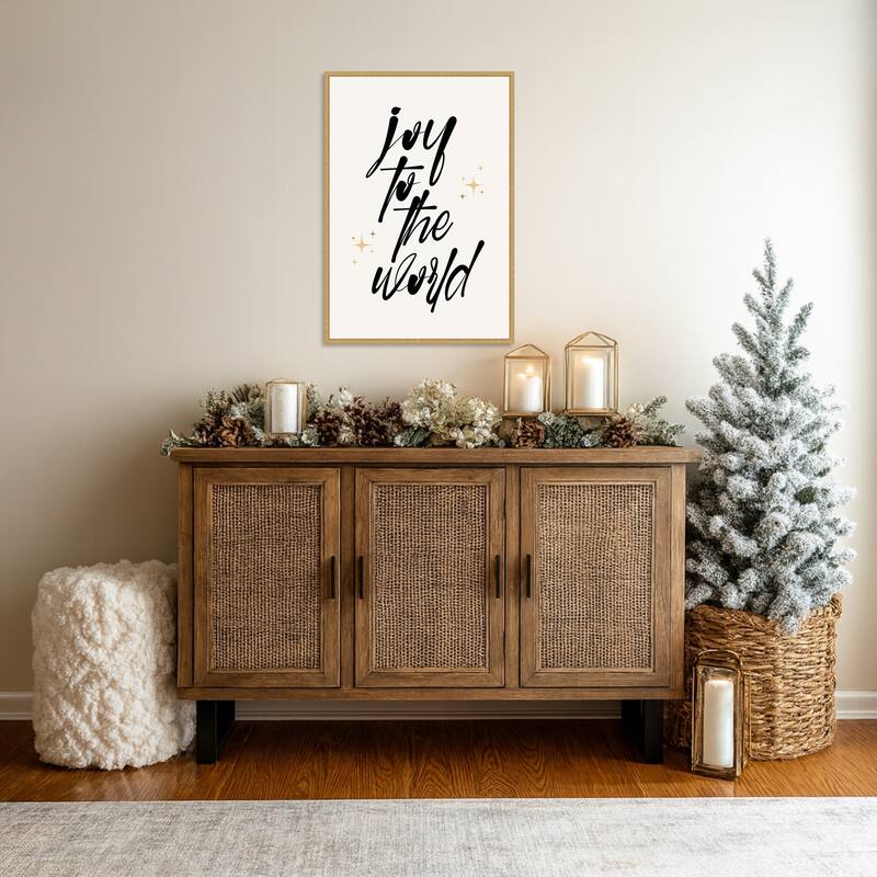 Joy To the World by Eins Kubistika (23 x 33 in.), Framed Canvas Wall Art Print - Sylvie Bright Gold