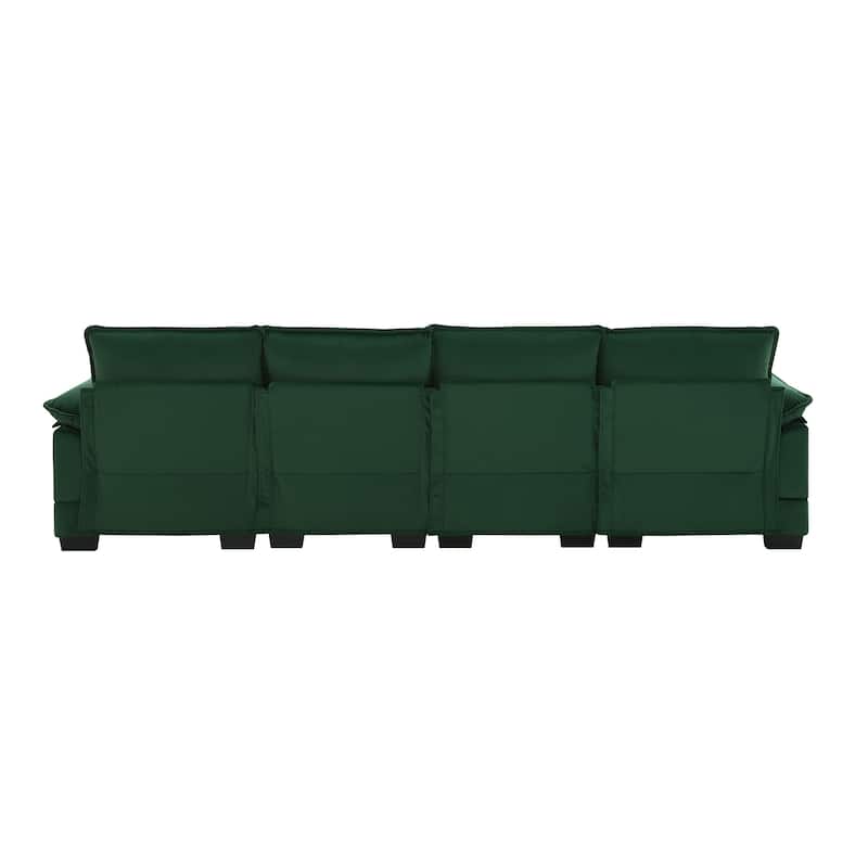 6-seat Upholstered Symmetrical Sofa Set with Double Cushions