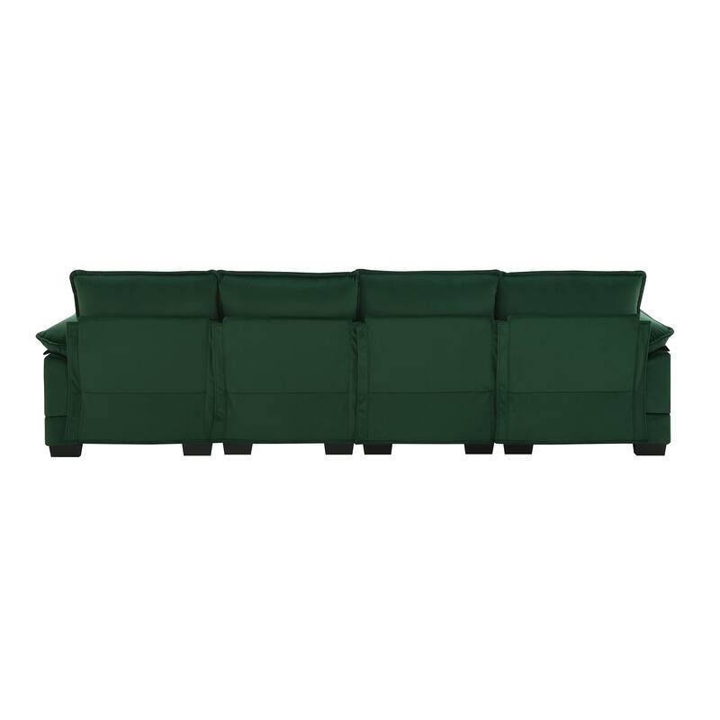 Modular U-Shaped 6-Seat Sofa with Chaise, Double Cushion Upholstered Sleeper for Living Room