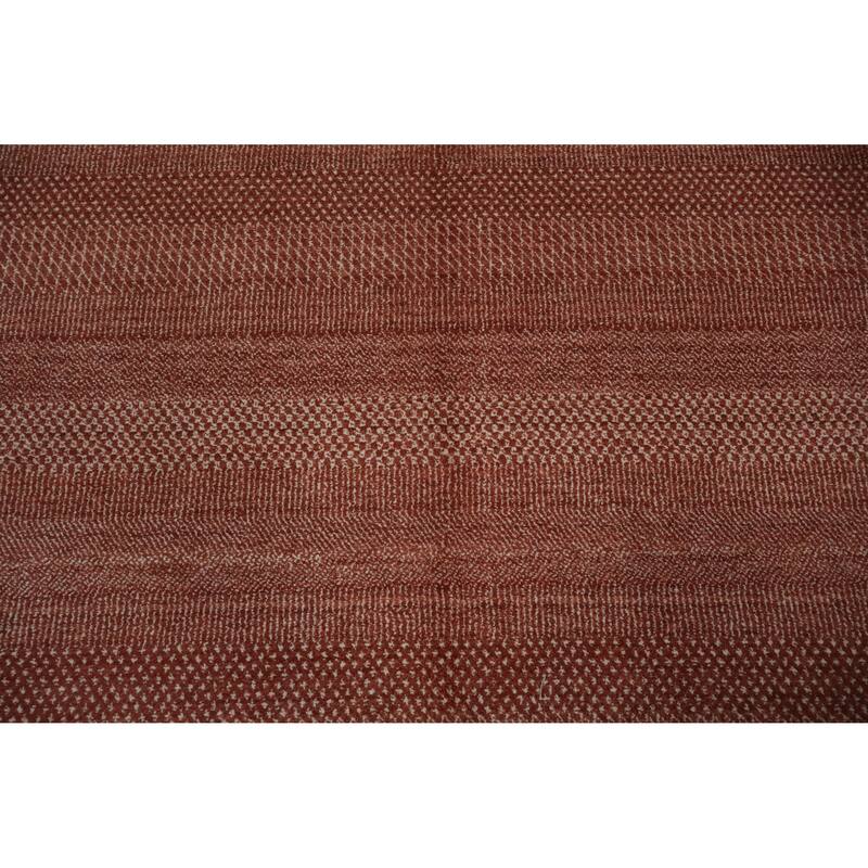Hand Knotted Oriental 100% Wool Carpet Modern Geometric Oranges & Rust Contemporary Area Rug - 8' 1'' X 5' 0''
