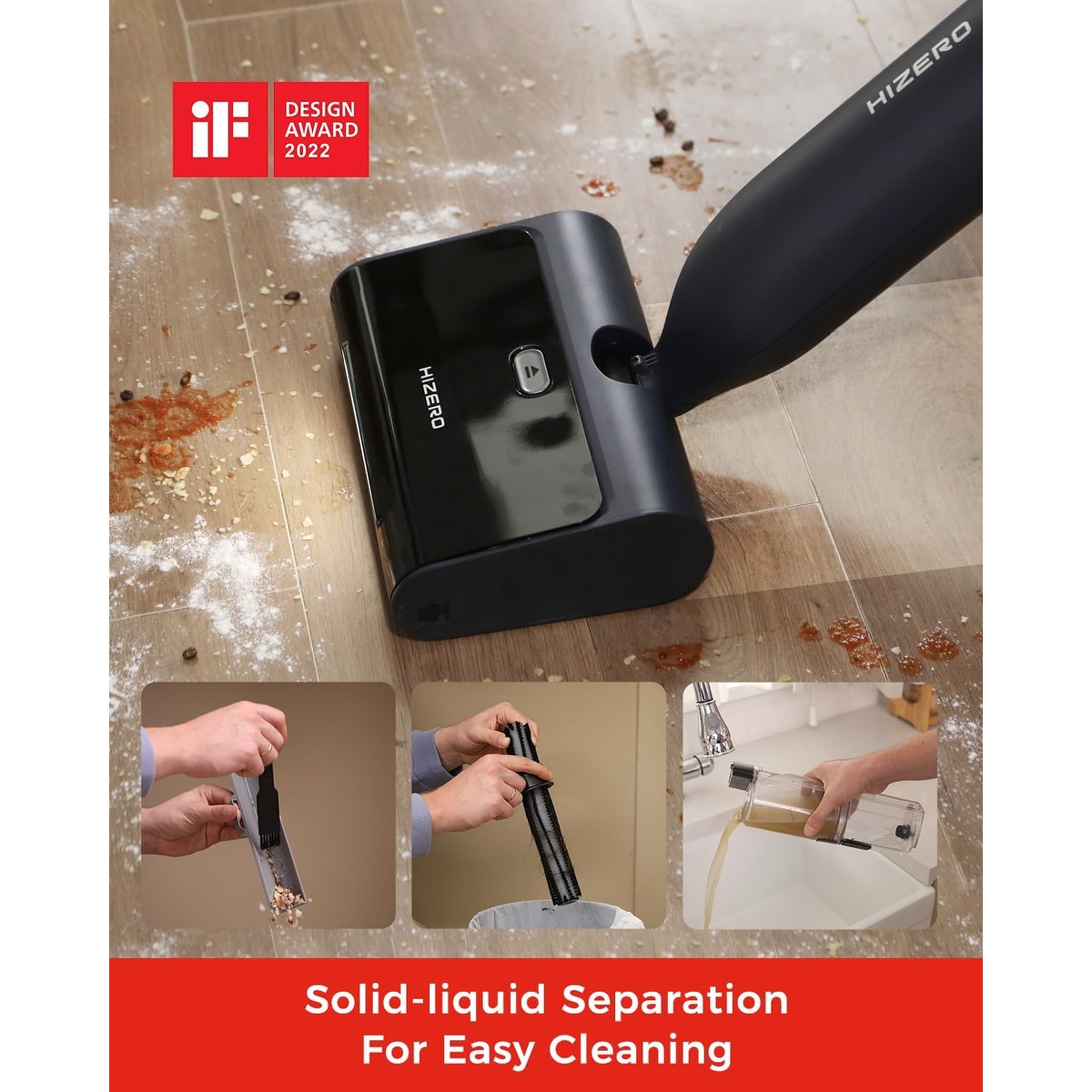 Hizero F600 All In One Hard Floor Cleaner - Black - 29 x 84