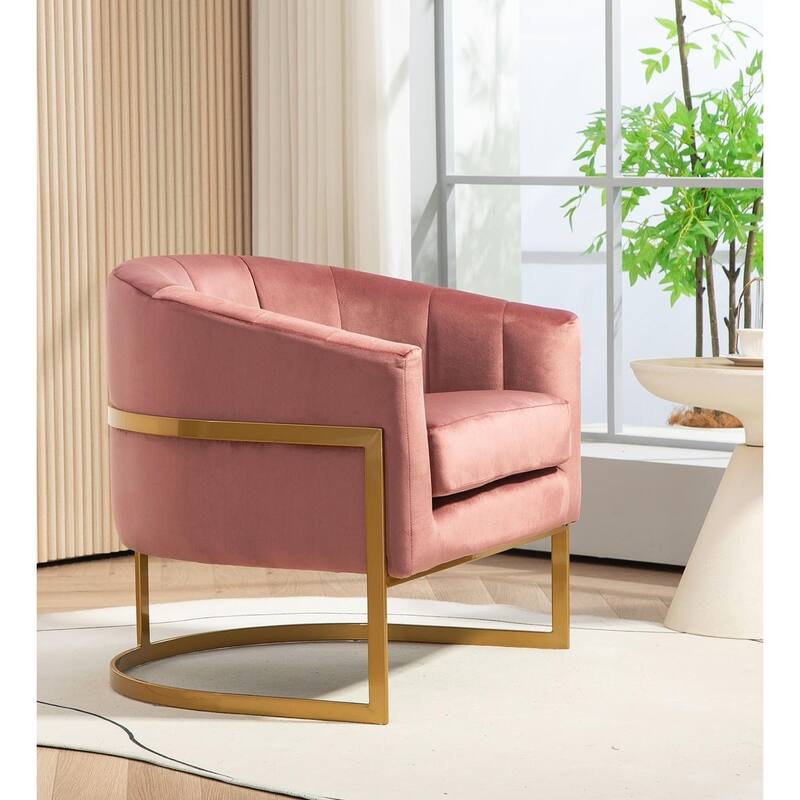 Modern Accent Armchair Luxury Gold Frame and Multi-colored Velvet Material Infuse Elegant Flair