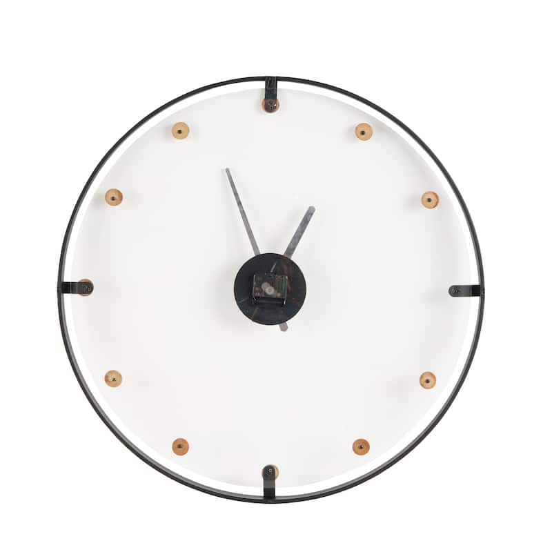 Gold or Black Metal Wall Clock with Acrylic Face and Ball Accents
