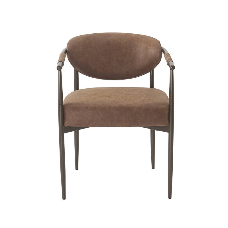 Christopher Knight Home - Thatch Iron-Frame Dining Armchairs with Upholstered Cushion (Set of 2)
