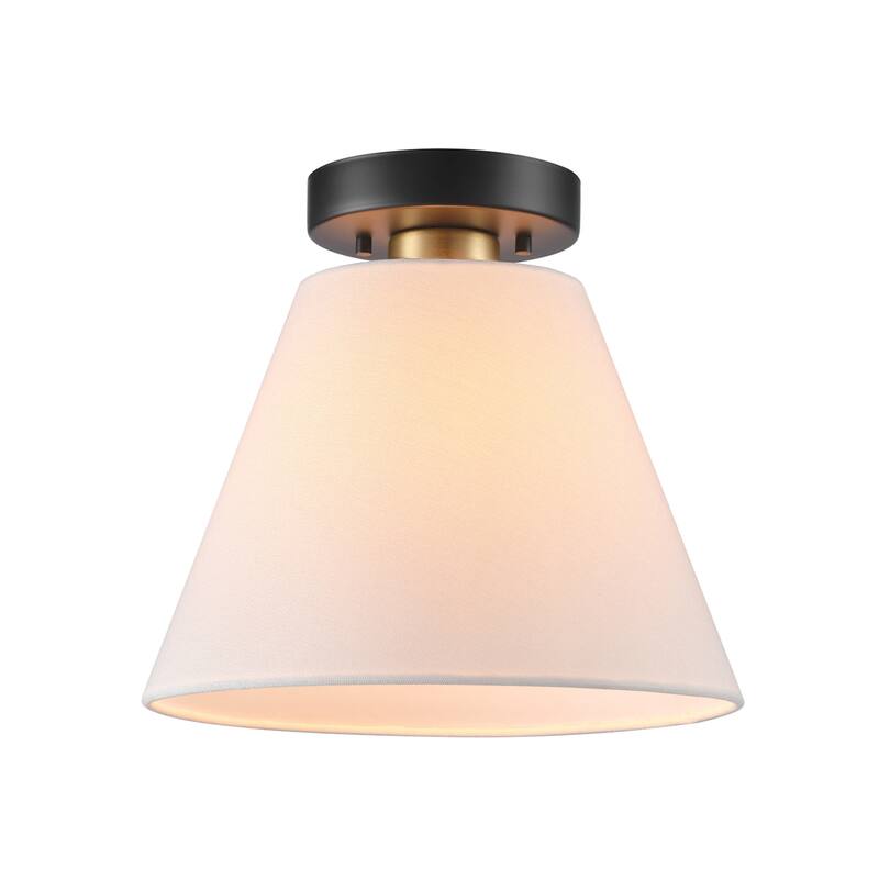Globe Electric 91009619 10" Wide Semi-Flush Ceiling Fixture with Linen - Matte Black