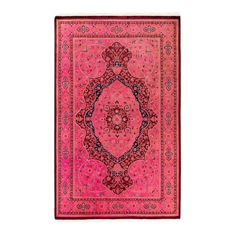 Fine Vibrance, One-of-a-Kind Hand-Knotted Area Rug - Pink, 4' 6" x 7' 3" - 4' 6" x 7' 3"
