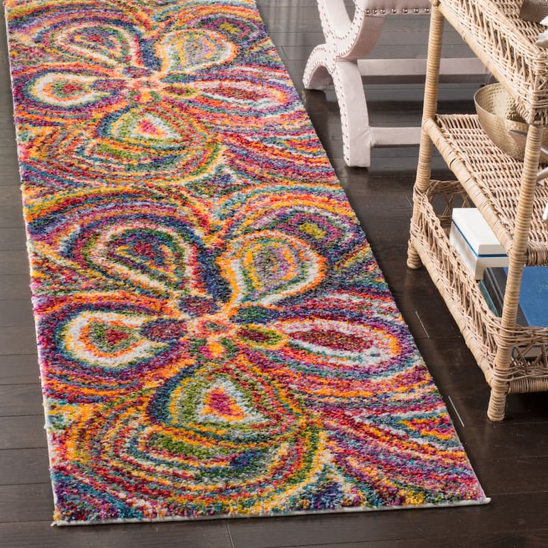 SAFAVIEH Fiesta Shag Catena Abstract Floral Rug - 2'3" x 6' Runner - Multi