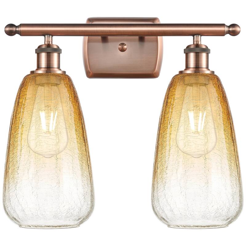 Innovations Lighting 516-2W-14-16 Brookhaven Almond Vanity Brookhaven - Antique Copper / Amber