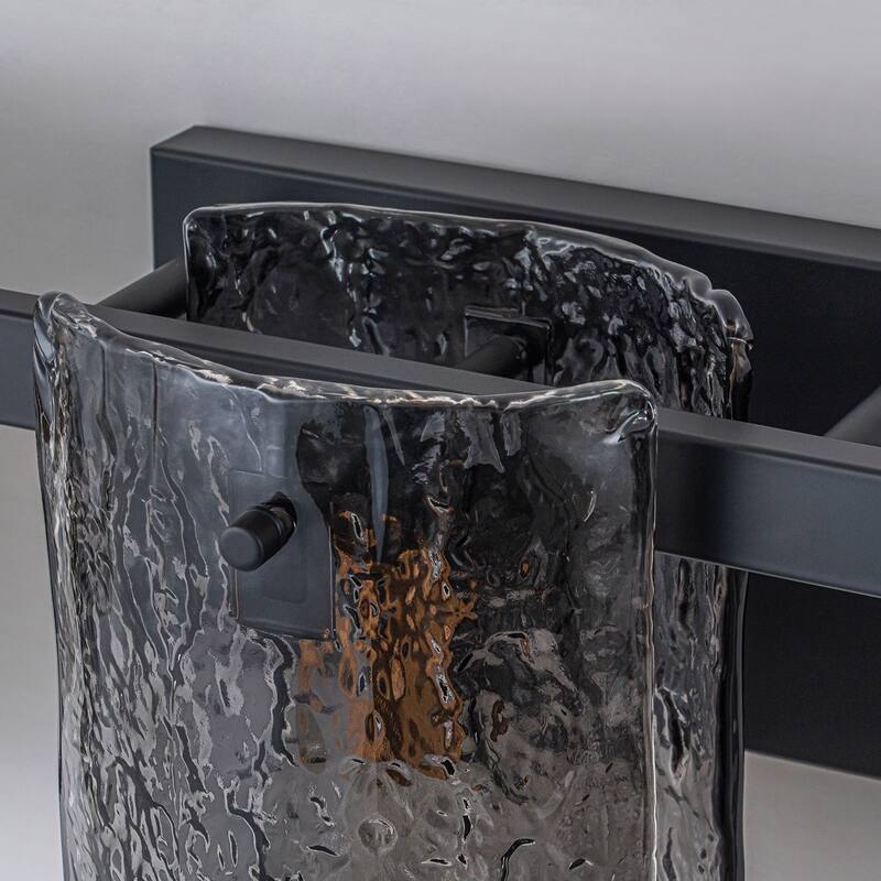 3/4-Light Textured Smoke Glass Wall Sconce — Modern Industrial Vanity Light for Bathroom